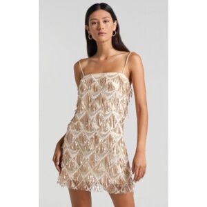 SHOOK DRESS IN CHAMPAGNE SEQUIN Size 8 / Large
